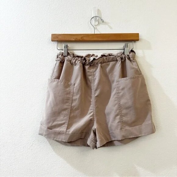 Aritzia Wilfred Free High Rise Harulia Linen Blend Shorts Sz S / XS Taupe - Picture 1 of 15